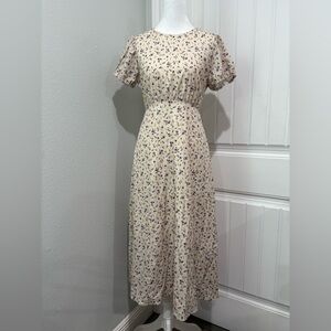 Floral Cream Romantic Dress Size L